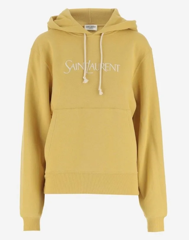 Saint Laurent  |Street Style Long Sleeves Cotton Oversized Logo