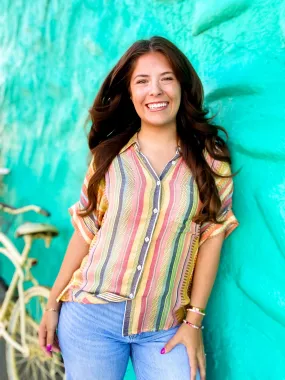 Serape Stripe Button Down Yellow