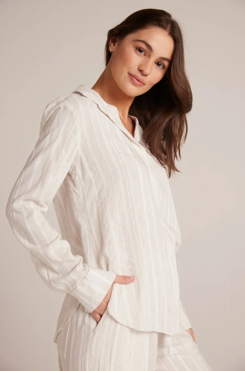 STRIPED FLOWY BUTTON DOWN SHIRT