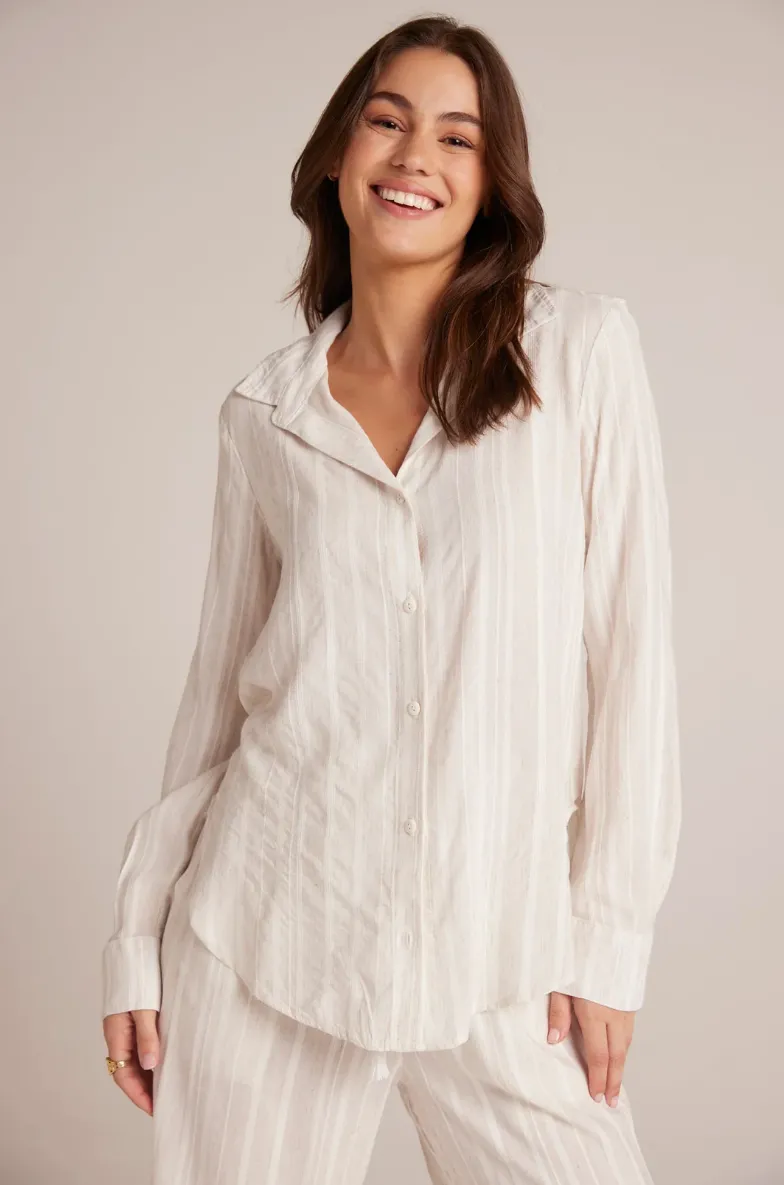 STRIPED FLOWY BUTTON DOWN SHIRT