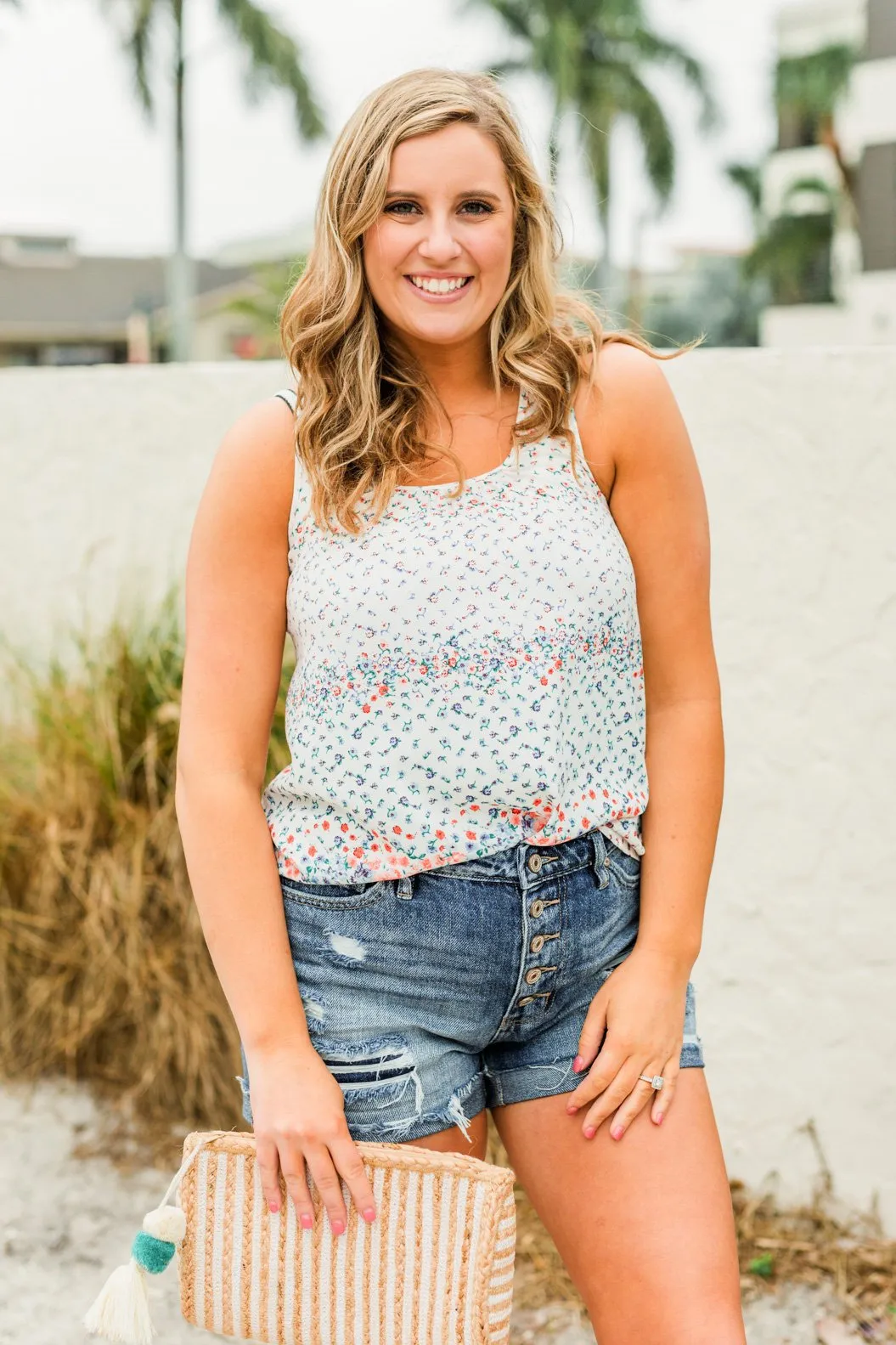 Strive For The Best Floral Tank Top- Ivory