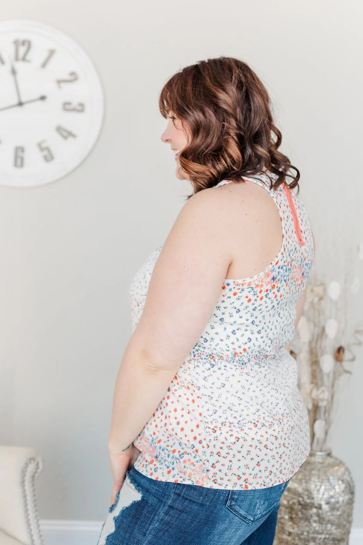 Strive For The Best Floral Tank Top- Ivory