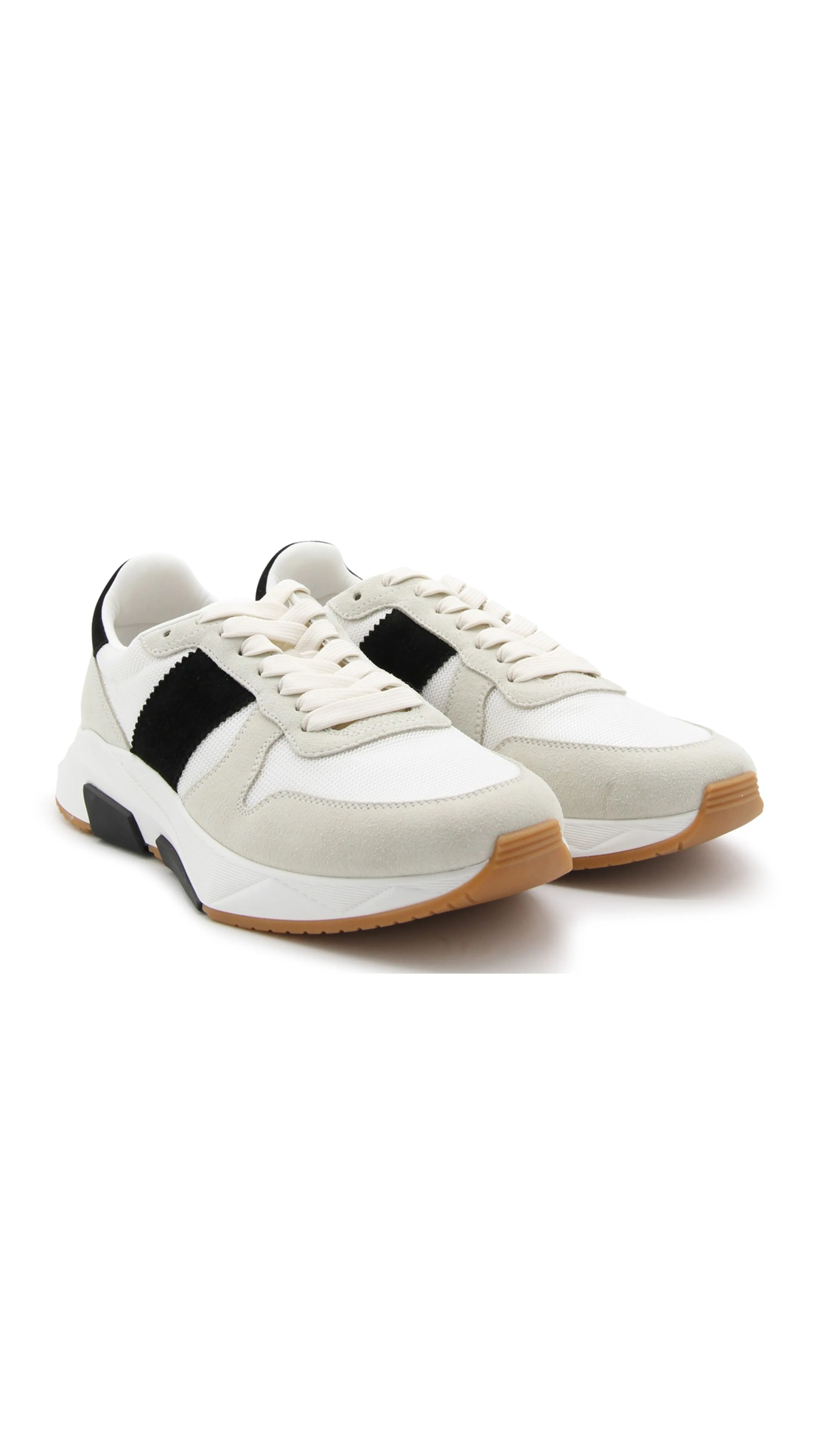 Suede and Technical Mesh Jagga Sneaker - Whiteg/Black