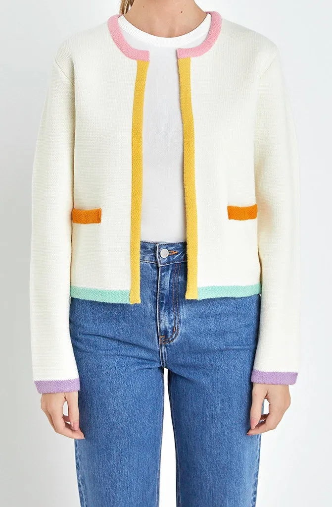 TIME BLOCK COLOR BLOCKED CARDIGAN