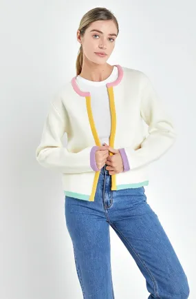 TIME BLOCK COLOR BLOCKED CARDIGAN