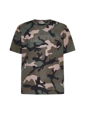 Valentino Camouflage Printed Crewneck T-Shirt