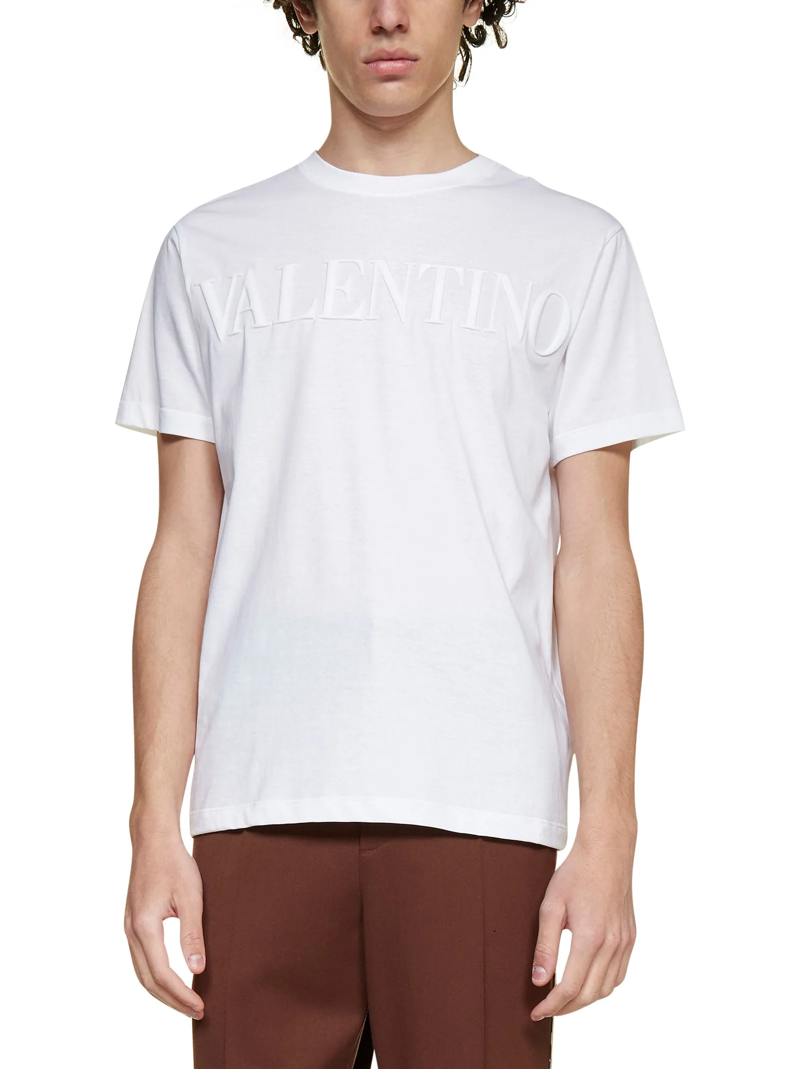 Valentino Logo Embossed Crewneck T-Shirt