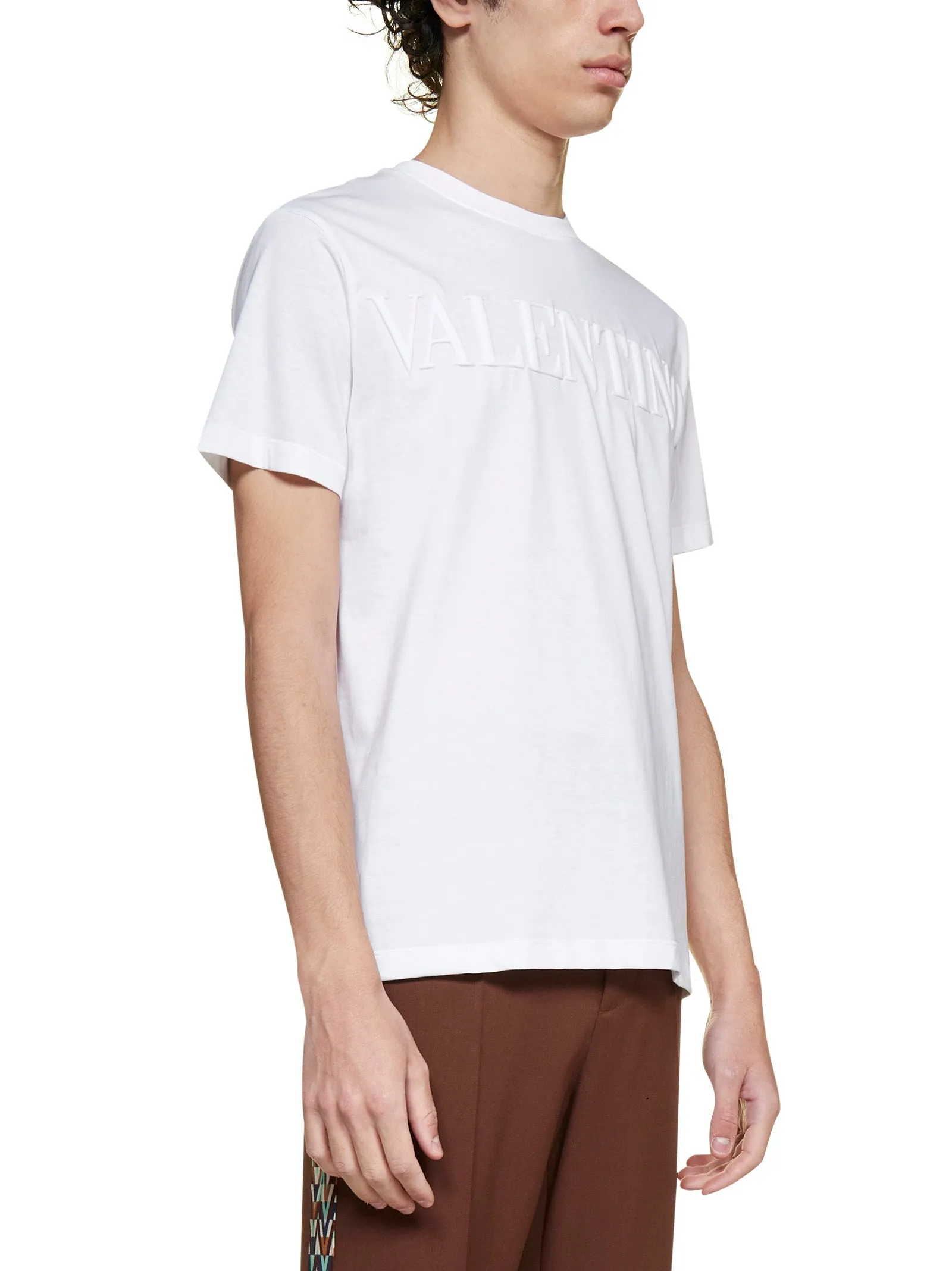 Valentino Logo Embossed Crewneck T-Shirt