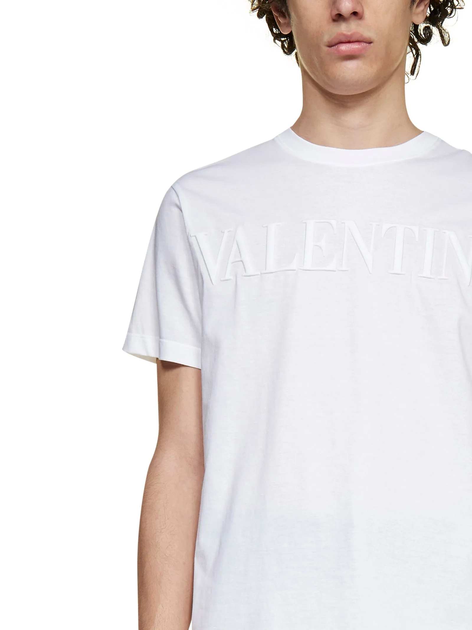 Valentino Logo Embossed Crewneck T-Shirt