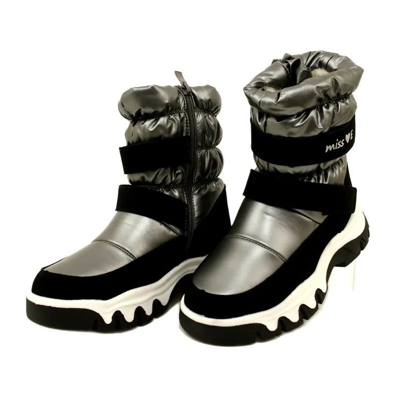 WaterProof Snow Boots For Children Miss Evento 23Dz23-6578 Grey-Black