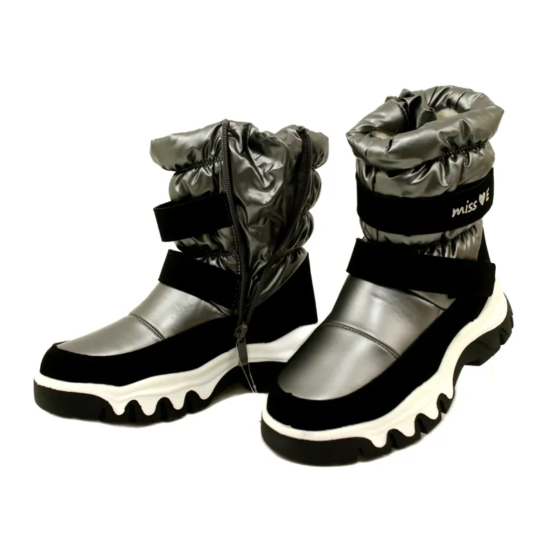 WaterProof Snow Boots For Children Miss Evento 23Dz23-6578 Grey-Black