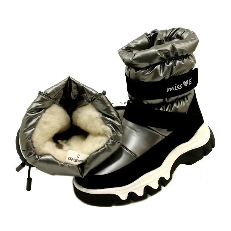 WaterProof Snow Boots For Children Miss Evento 23Dz23-6578 Grey-Black