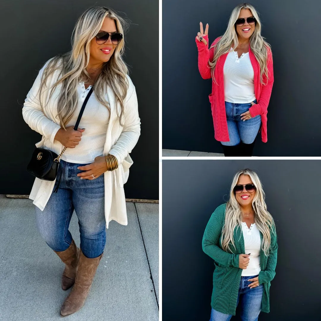 Winter Reese Ribbed Cardigan in Three Colors