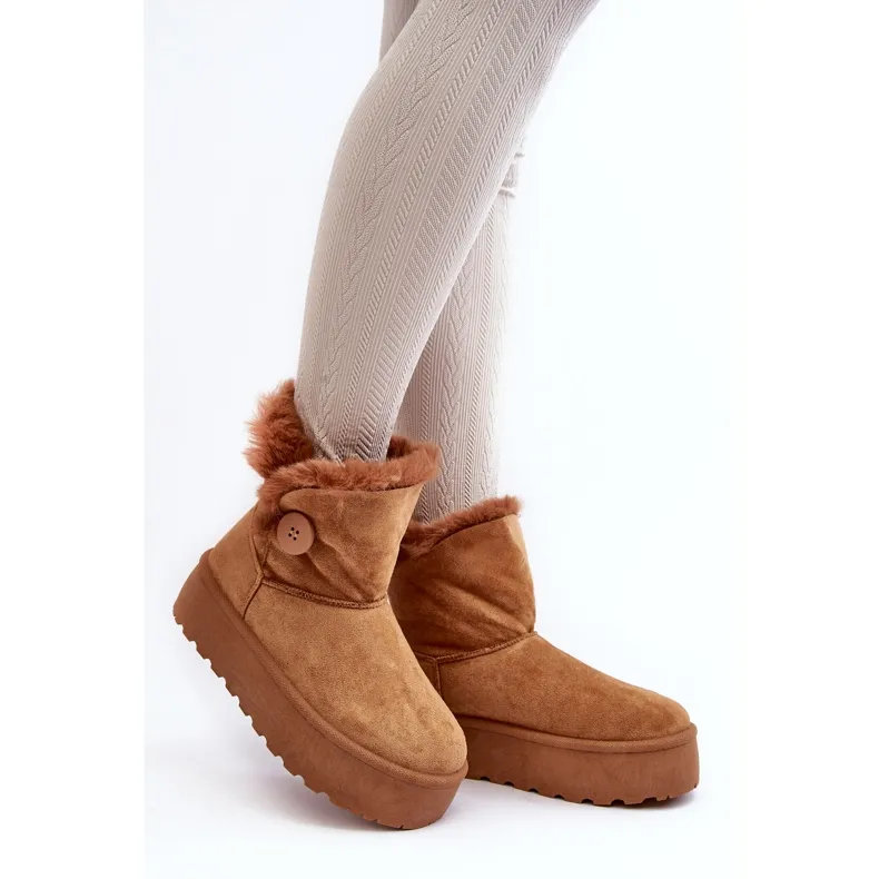 Women's Platform Snow Boots With Camel Vikas Fur brown