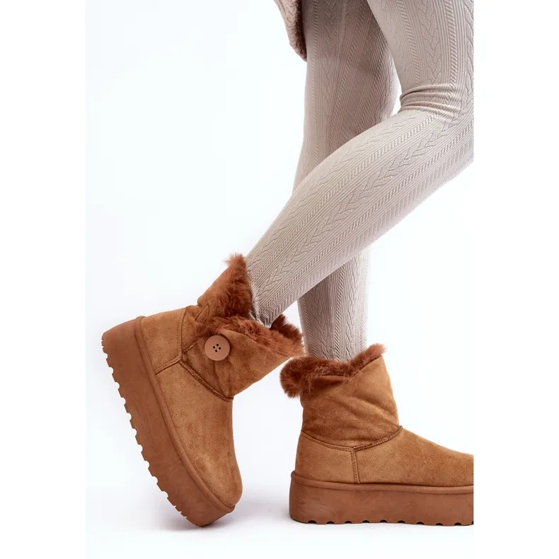 Women's Platform Snow Boots With Camel Vikas Fur brown