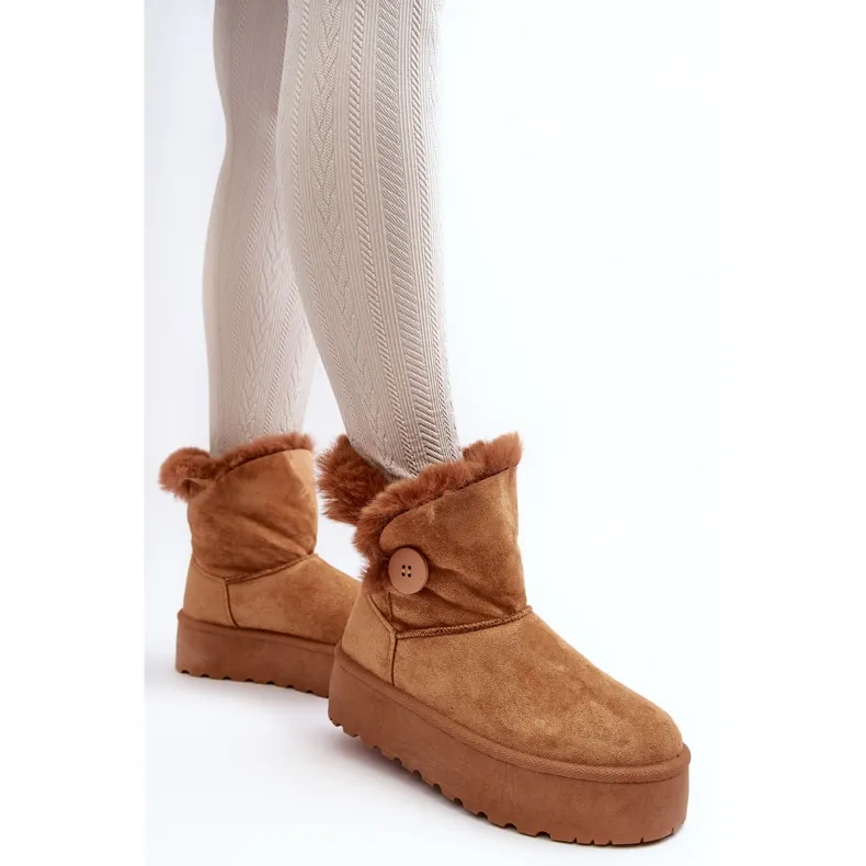 Women's Platform Snow Boots With Camel Vikas Fur brown