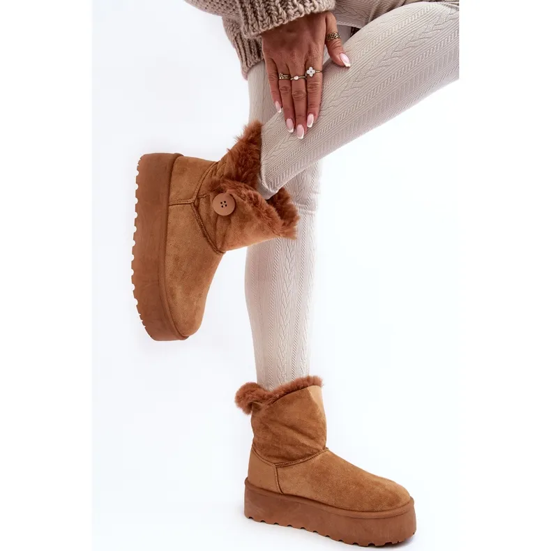 Women's Platform Snow Boots With Camel Vikas Fur brown