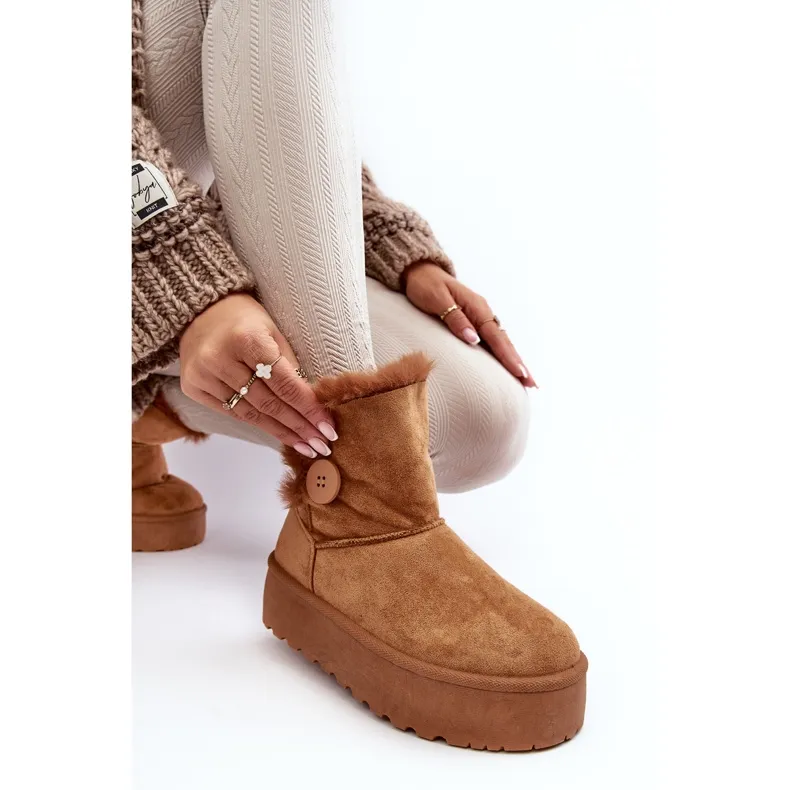 Women's Platform Snow Boots With Camel Vikas Fur brown