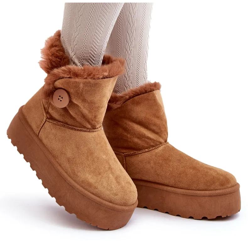 Women's Platform Snow Boots With Camel Vikas Fur brown