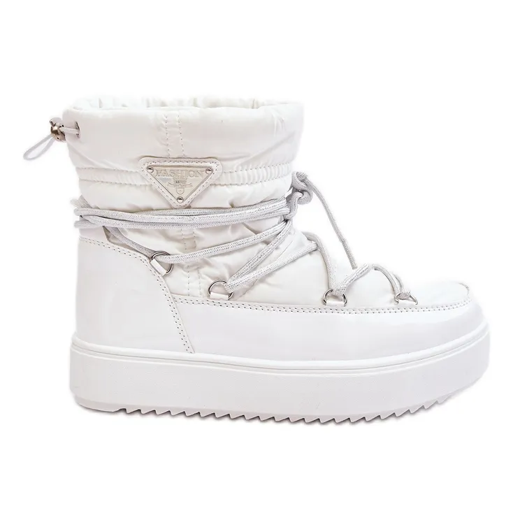 Women's Platform Snow Boots With Lacing, White Fleure