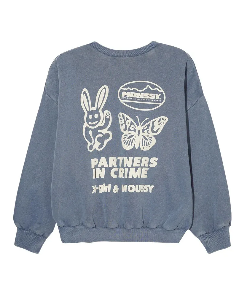 X-girl  |Crew Neck Unisex Sweat Street Style Collaboration