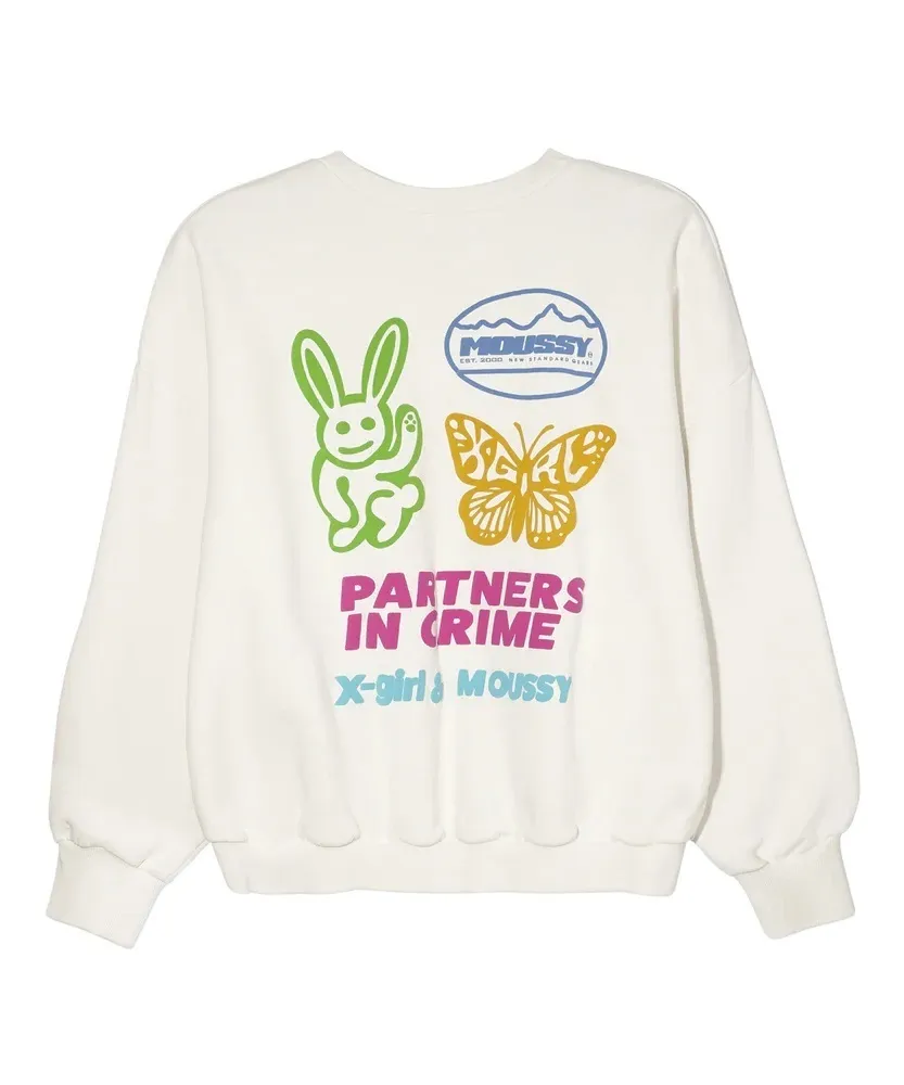 X-girl  |Crew Neck Unisex Sweat Street Style Collaboration