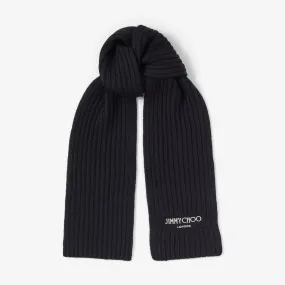 Yukiko Black Cashwool Knit Scarf