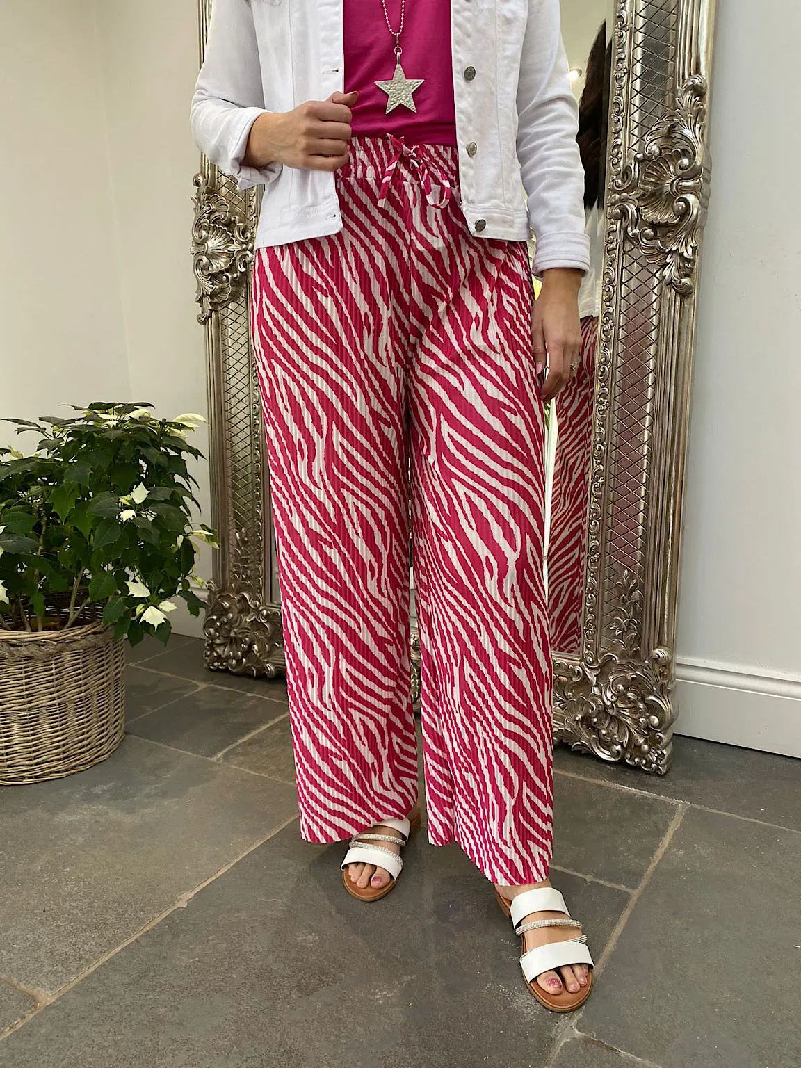 Zebra Plisse Flow Trousers