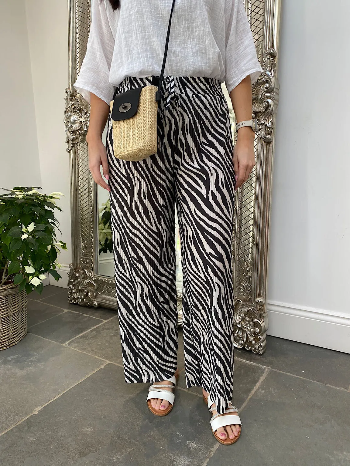 Zebra Plisse Flow Trousers